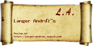 Langer András névjegykártya